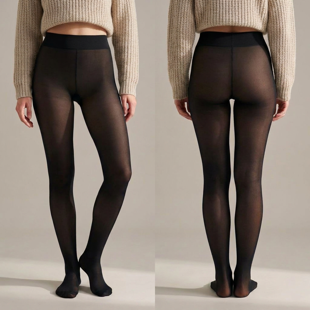 Transparente Thermostrumpfhose von vorne und hinten getragen